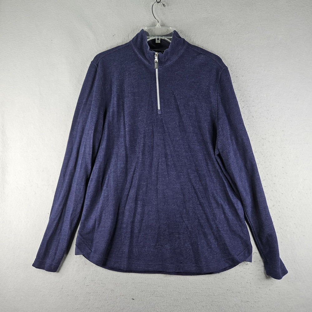 Robert Graham Quarter Zip Sweater Mens 2XL Purple Cotton Golf Pullover Rayon NEW